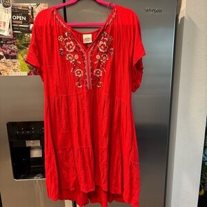 Knox Rose Red Embroidered Midi Dress